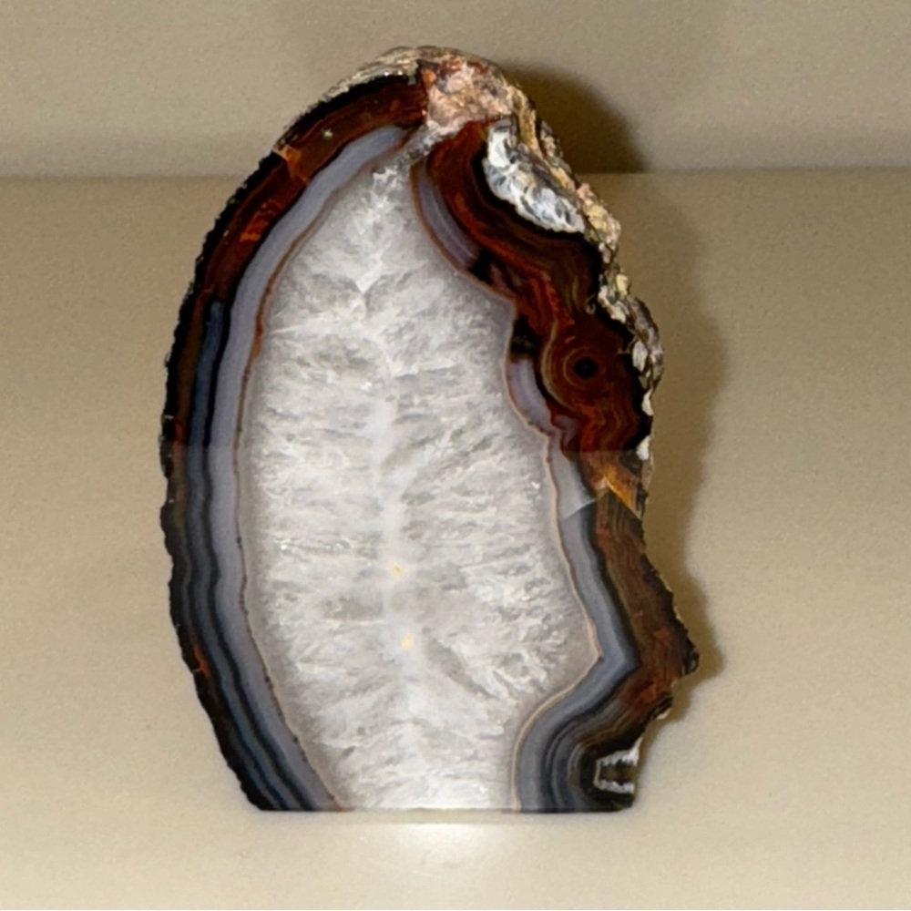 Polished Agate Crystal Geode Bookend Display Piece